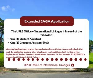 uplb saga|Extended SAGA Application .